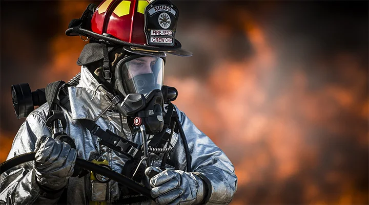 Firefighter in safety gear