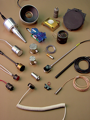 An assortment of ultrasonic transducers